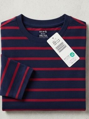 Striped Navy and Red Crewneck Men's Shirt